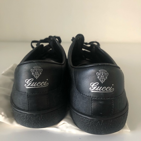 Black Gucci Low Top Sneakers - GG Fabric Lace-Up - Picture 3 of 5